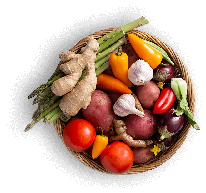 Panier de légumes lors d'un marché